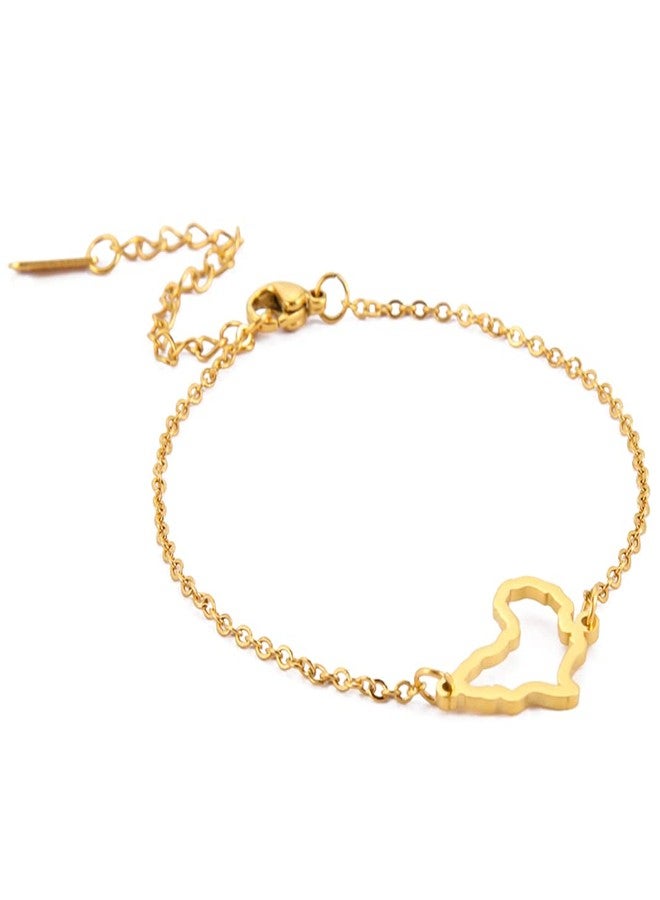 UNIFT Africa Map (Layered) Bracelet For Women Stainless Steel Hollow Out Charm (Double Layer) Bracelet Adjustable Africa Map Continent Jewelry (gold 2, Stainless Steel) - Image 1
